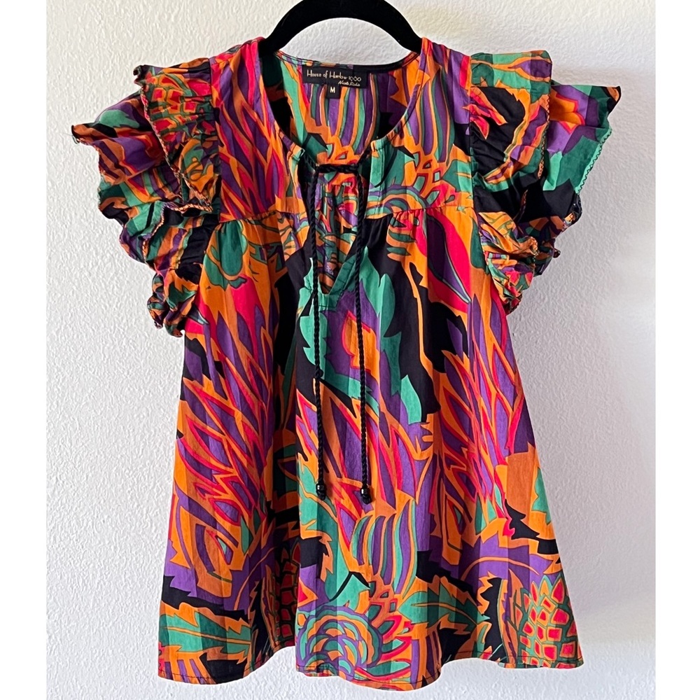 House of Harlow 1960 Meadow Pink Colorful Bohemian Top Size Medium